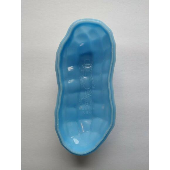 Mr Peanut Hard Plastic Nut Shaped Candy Container Planters Embossed Blue 1950s - Picture 11 of 12